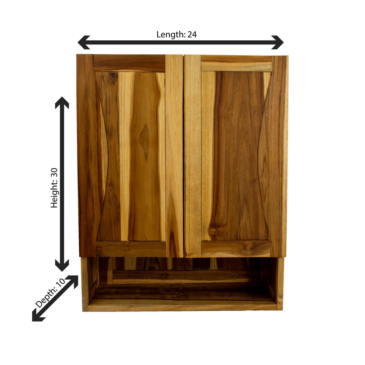 EcoDecors Curvature 24" EarthyTeak Solid Teak Wood Fully Assembled Wall Cabinet