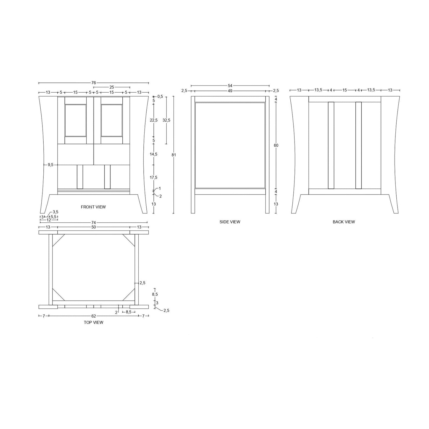 EcoDecors Curvature 30" EarthyTeak Solid Teak Wood Fully Assembled Freestanding Vanity Base
