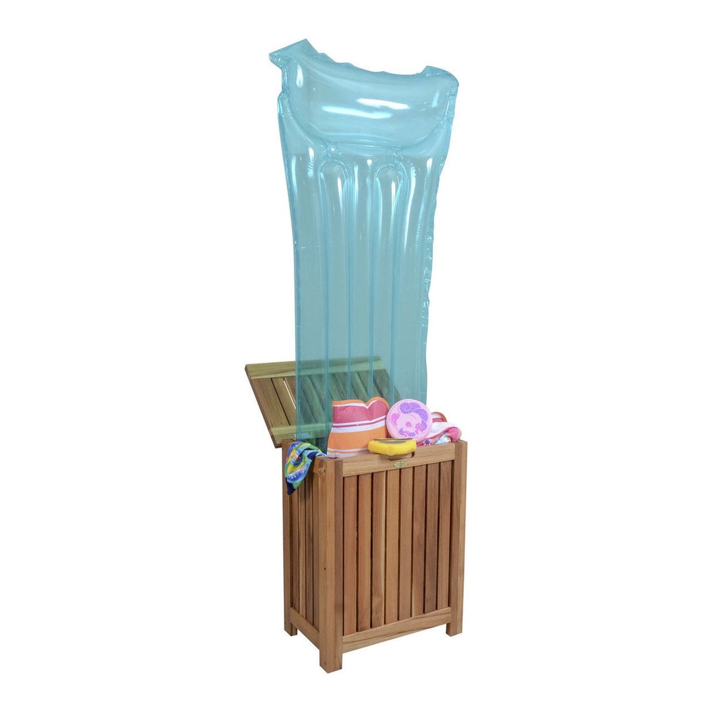 EcoDecors Eleganto 19" W x 26" H EarthyTeak Solid Teak Wood Double Laundry Storage Hamper With Removable Bags
