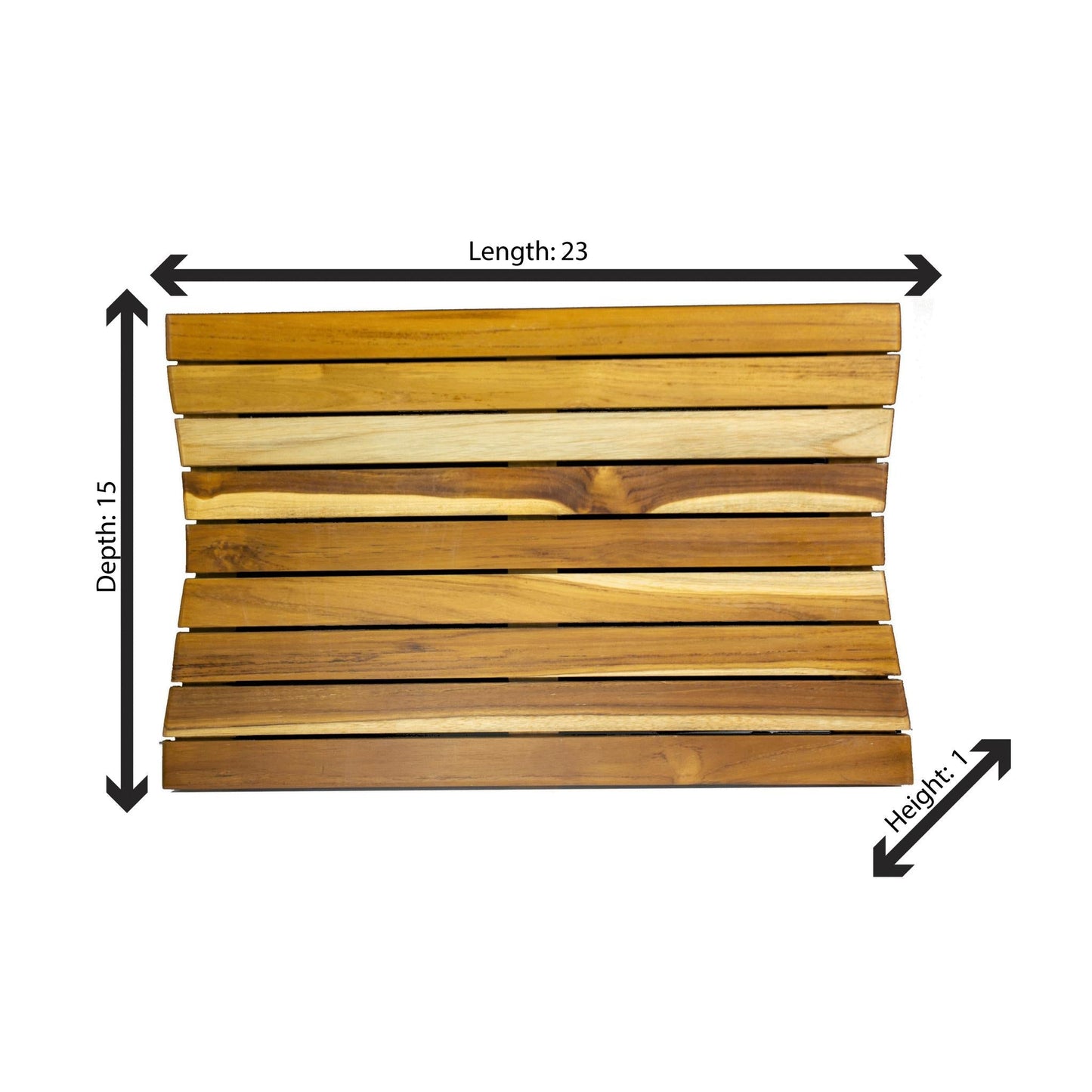 EcoDecors Eleganto 23" EarthyTeak Solid Teak Wood Slatted Bathroom Floor Mat