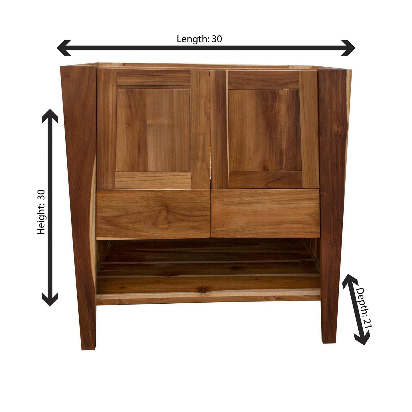 EcoDecors Significado 30" EarthyTeak Solid Teak Wood Fully Assembled Freestanding Vanity Base