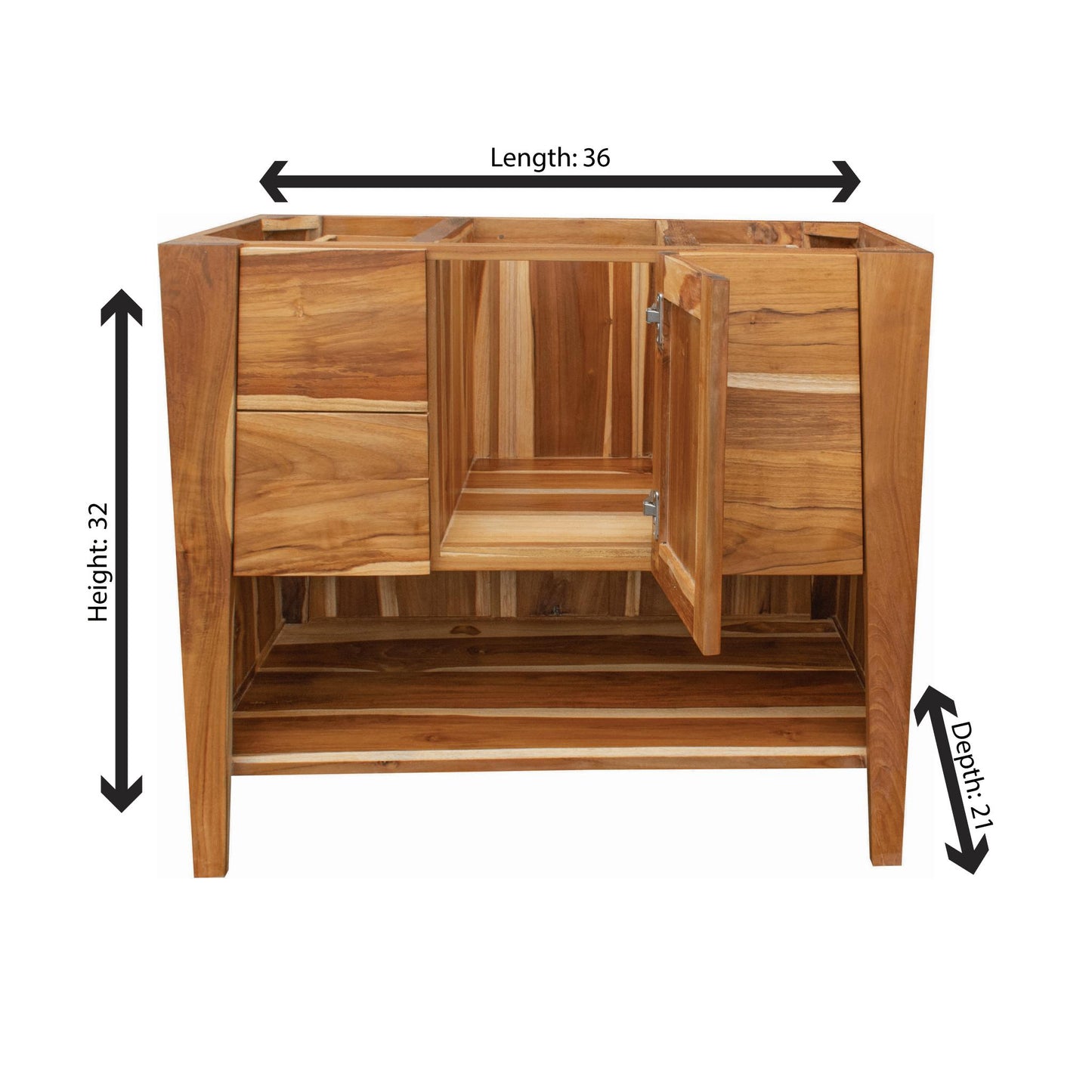 EcoDecors Significado 36" EarthyTeak Solid Teak Wood Fully Assembled Freestanding Vanity Base