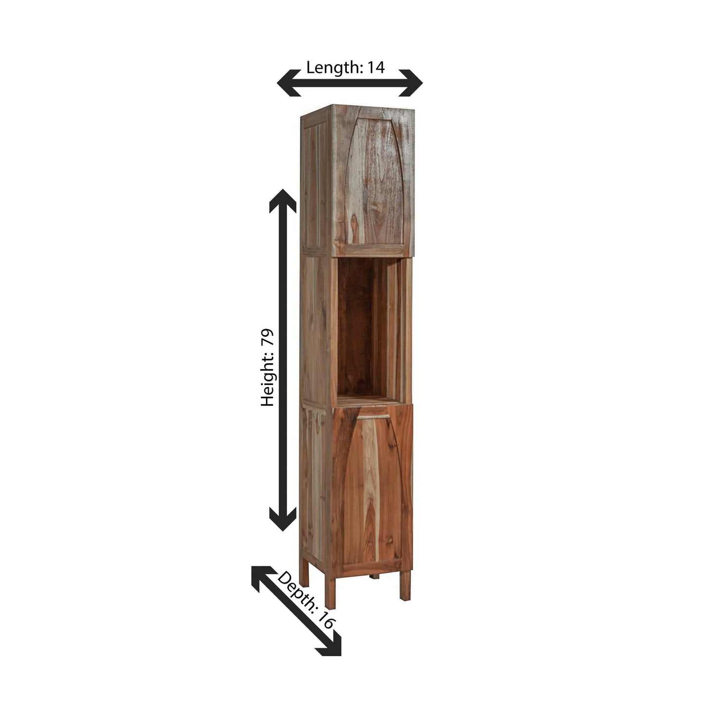 EcoDecors Tranquility 79" EarthyTeak Solid Teak Wood Fully Assembled Freestanding Linen Tower