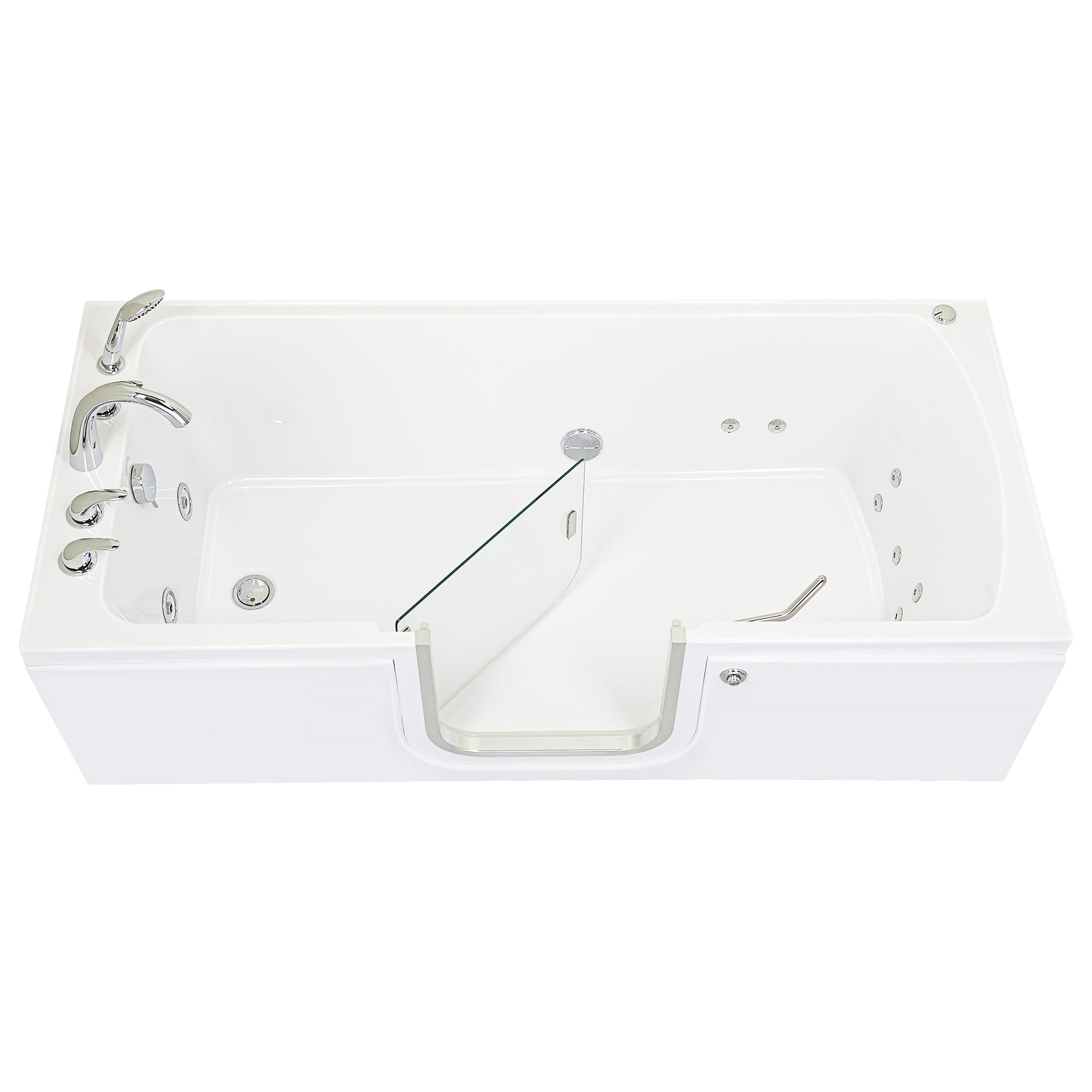 White Vida 60 X 32 Accessible Bathroom Shower Kit with Right Drain