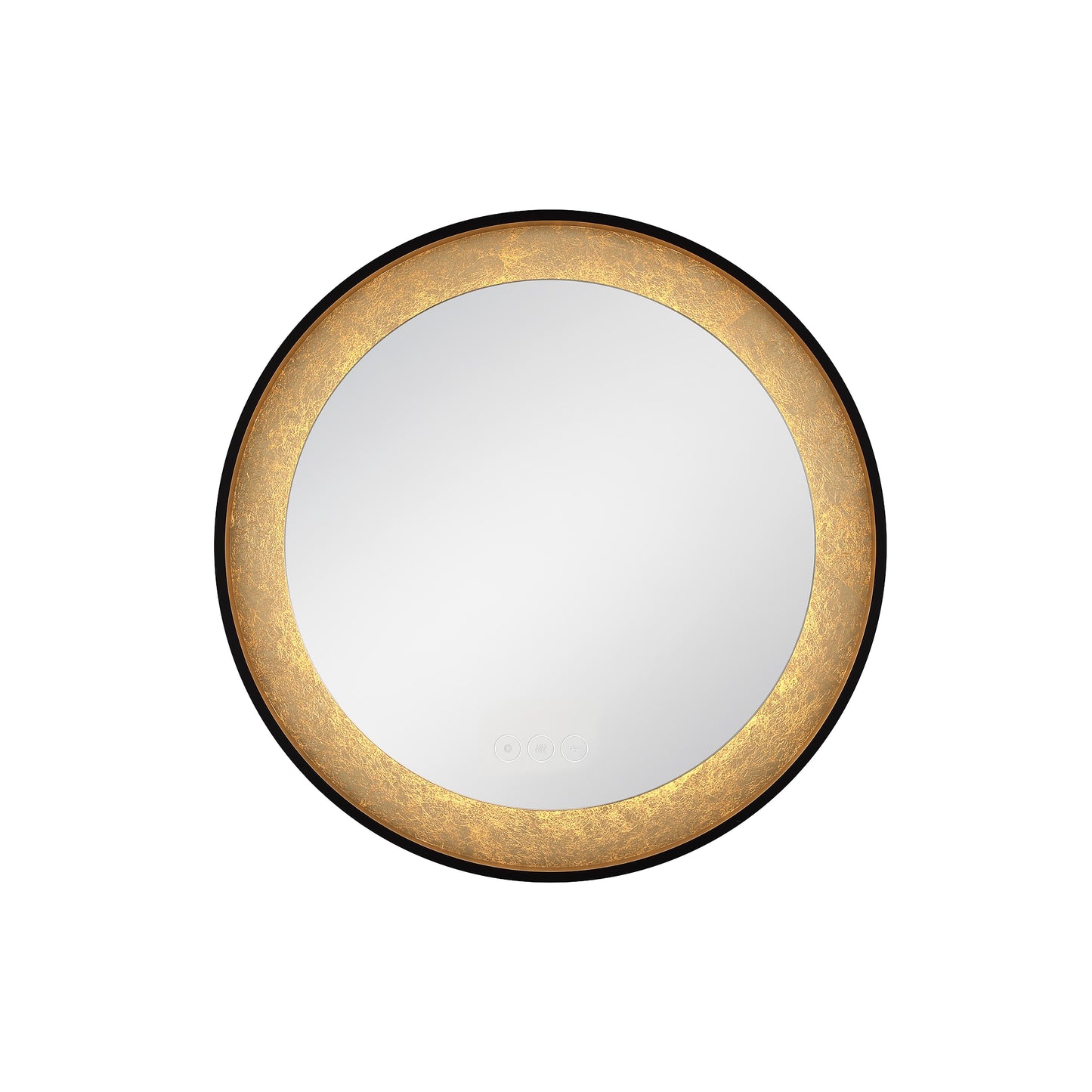 Eurofase Lighting Anya 30" Integrated LED Edge-Lit Anodized Black Gold Foil Round Mirror