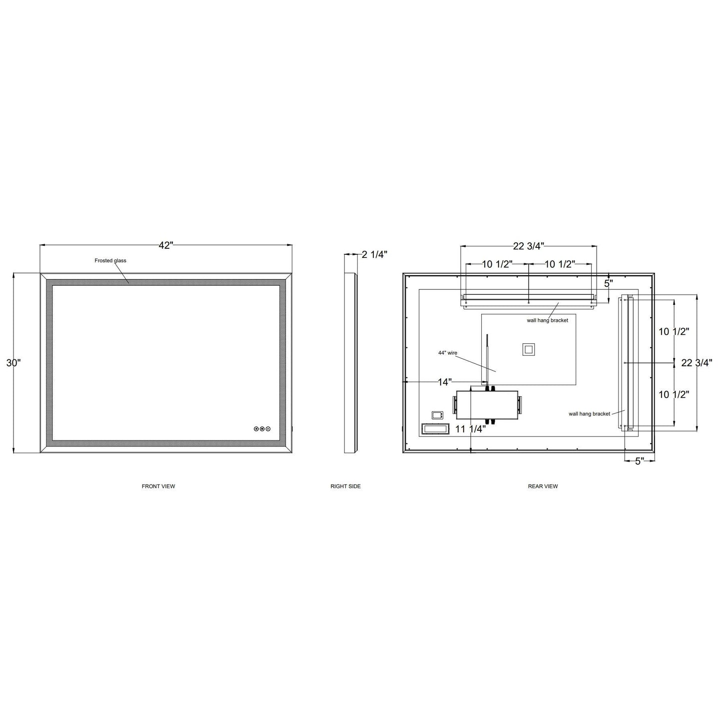 Eurofase Lighting Artell 42" 1-Light Integrated LED Brushed Black Aluminum Frame Rectangle Dimmable Mirror
