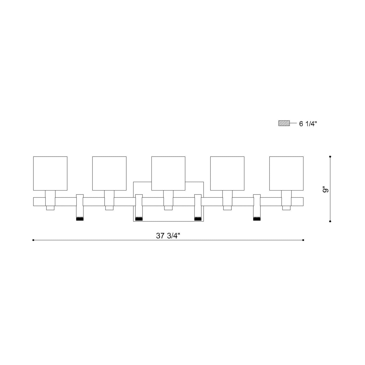 Eurofase Lighting Decato 38" 5-Light Matte Black Bath Bar With Clear Glass Shades