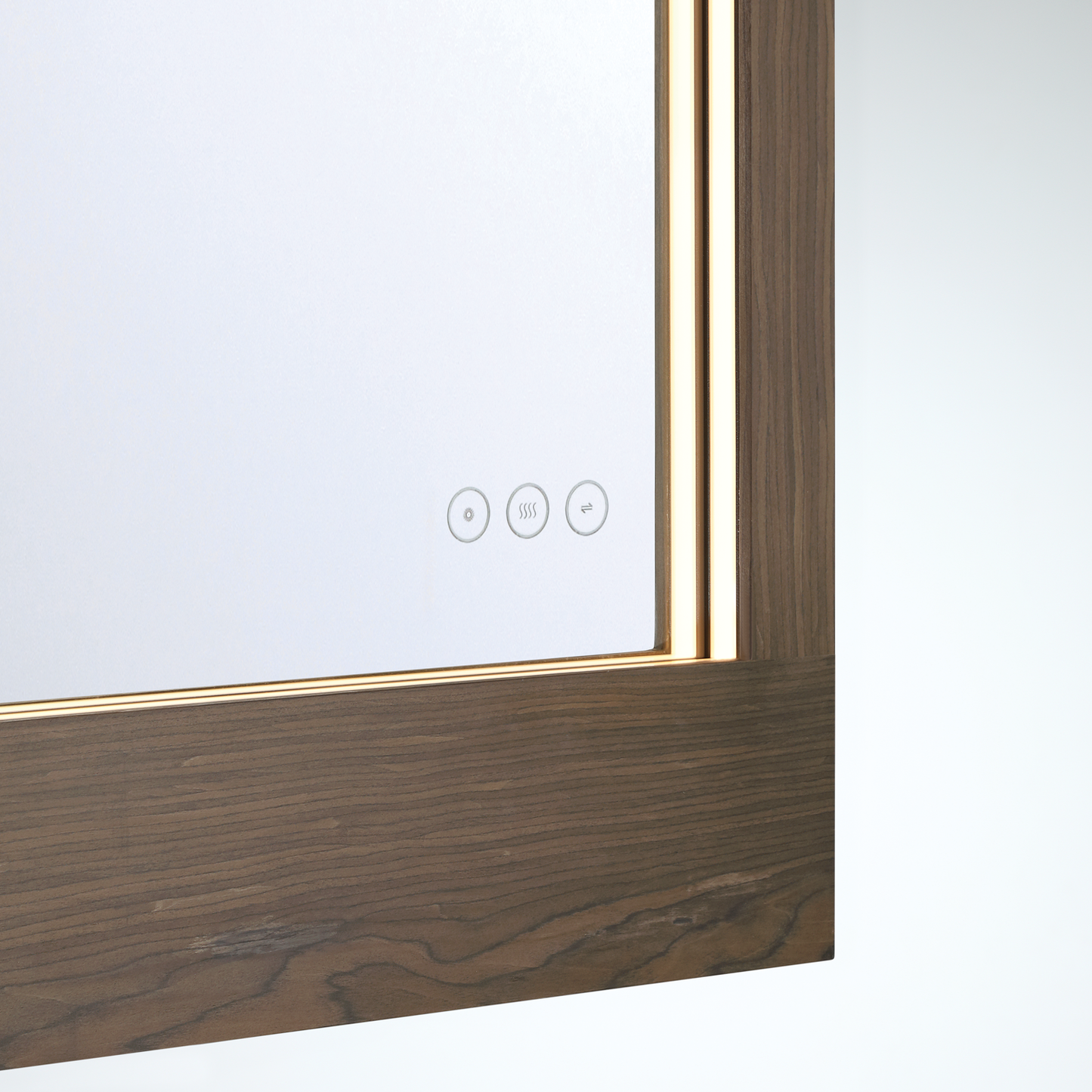 Eurofase Lighting Mogano 36" Integrated LED Dark Walnut Wood Acrylic Frame Rectangle Freestanding Dimmable Mirror