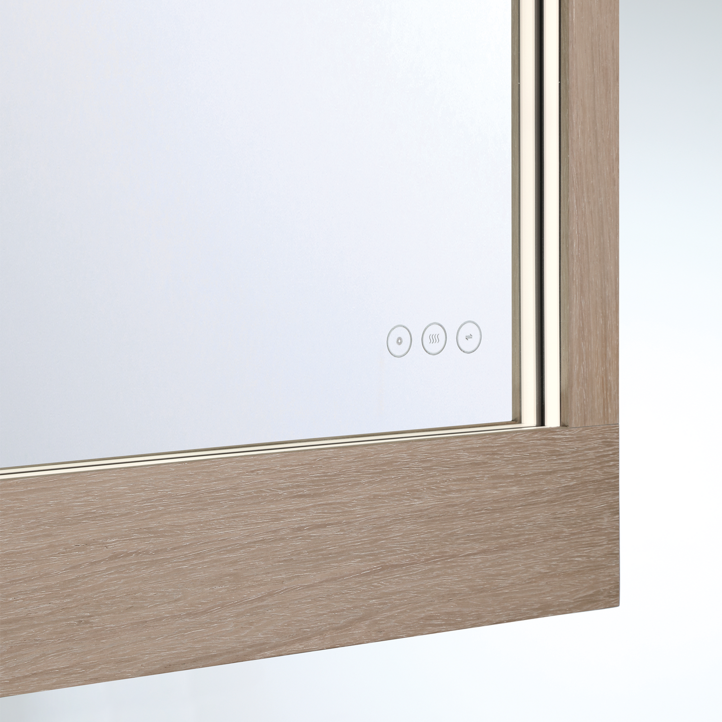 Eurofase Lighting Mogano 36" Integrated LED White Oak Wood Acrylic Frame Rectangle Freestanding Dimmable Mirror