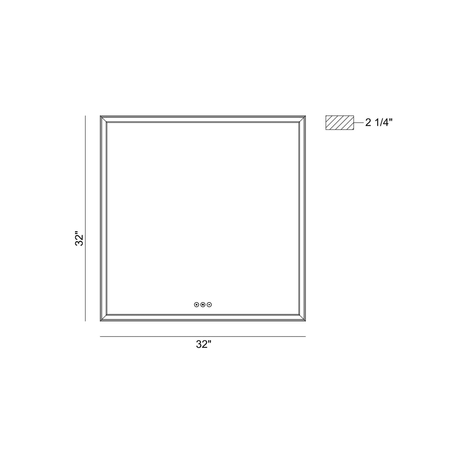Eurofase Lighting Nixon 32" Integrated LED White Acrylic Anodized Silver Frame Square Mirror