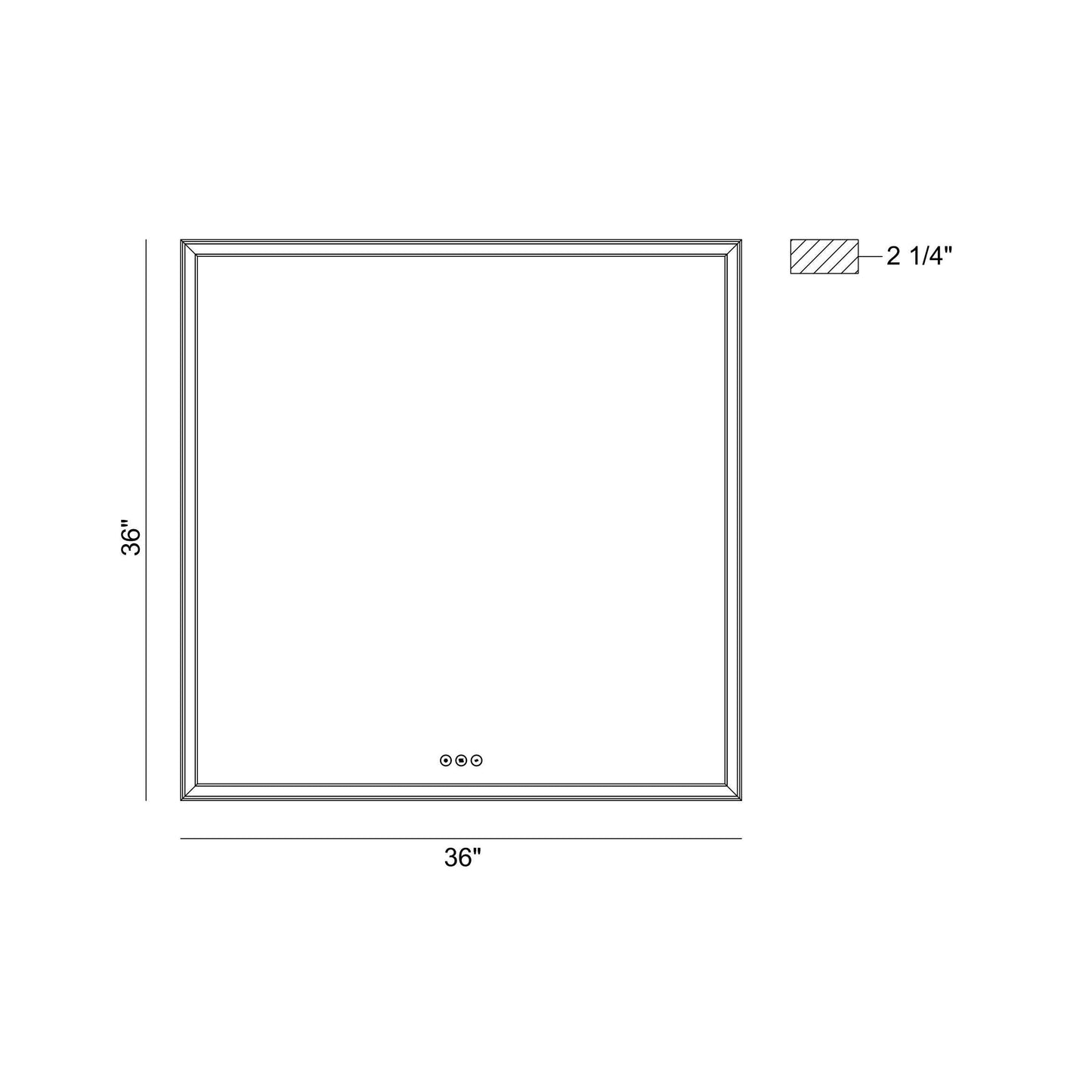 Eurofase Lighting Nixon 36" Integrated LED White Acrylic Anodized Silver Frame Square Mirror