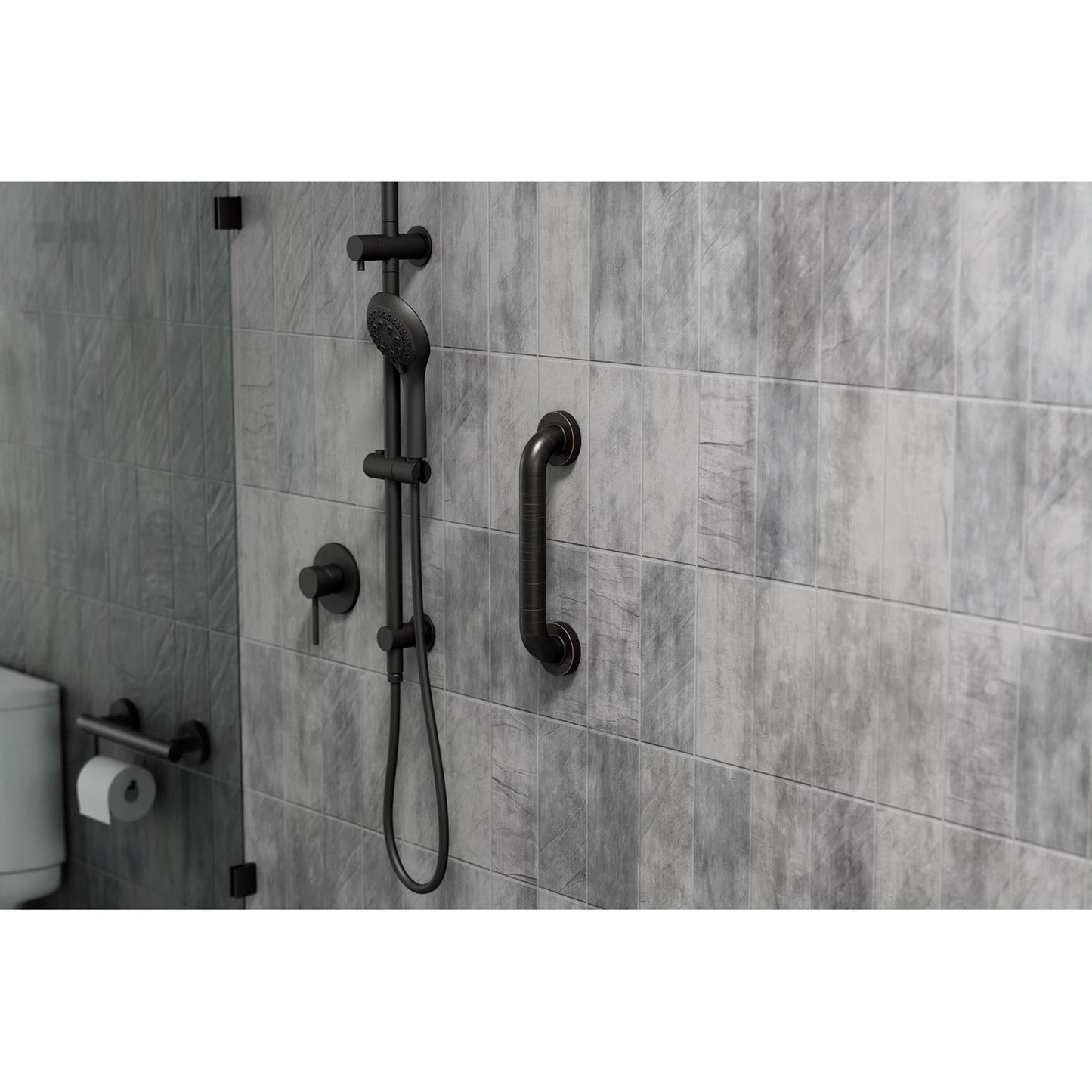 Evekare 12" x 1.5" Stainless Steel Concealed Mount Grab Bar in Oil Rubbed Bronze