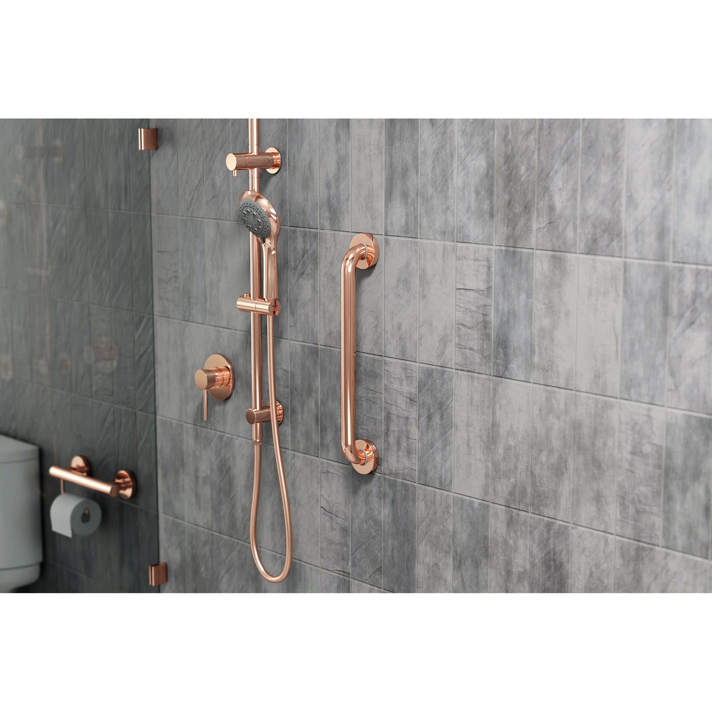 Evekare 18" x 1.25" Stainless Steel Concealed Mount Grab Bar in Rose Gold