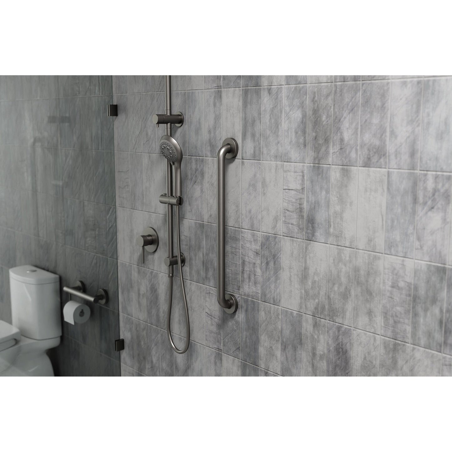 Evekare 24" x 1.25" Stainless Steel Concealed Mount Grab Bar in Gunmetal