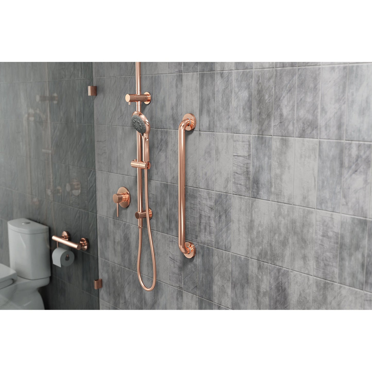 Evekare 24" x 1.25" Stainless Steel Concealed Mount Grab Bar in Rose Gold