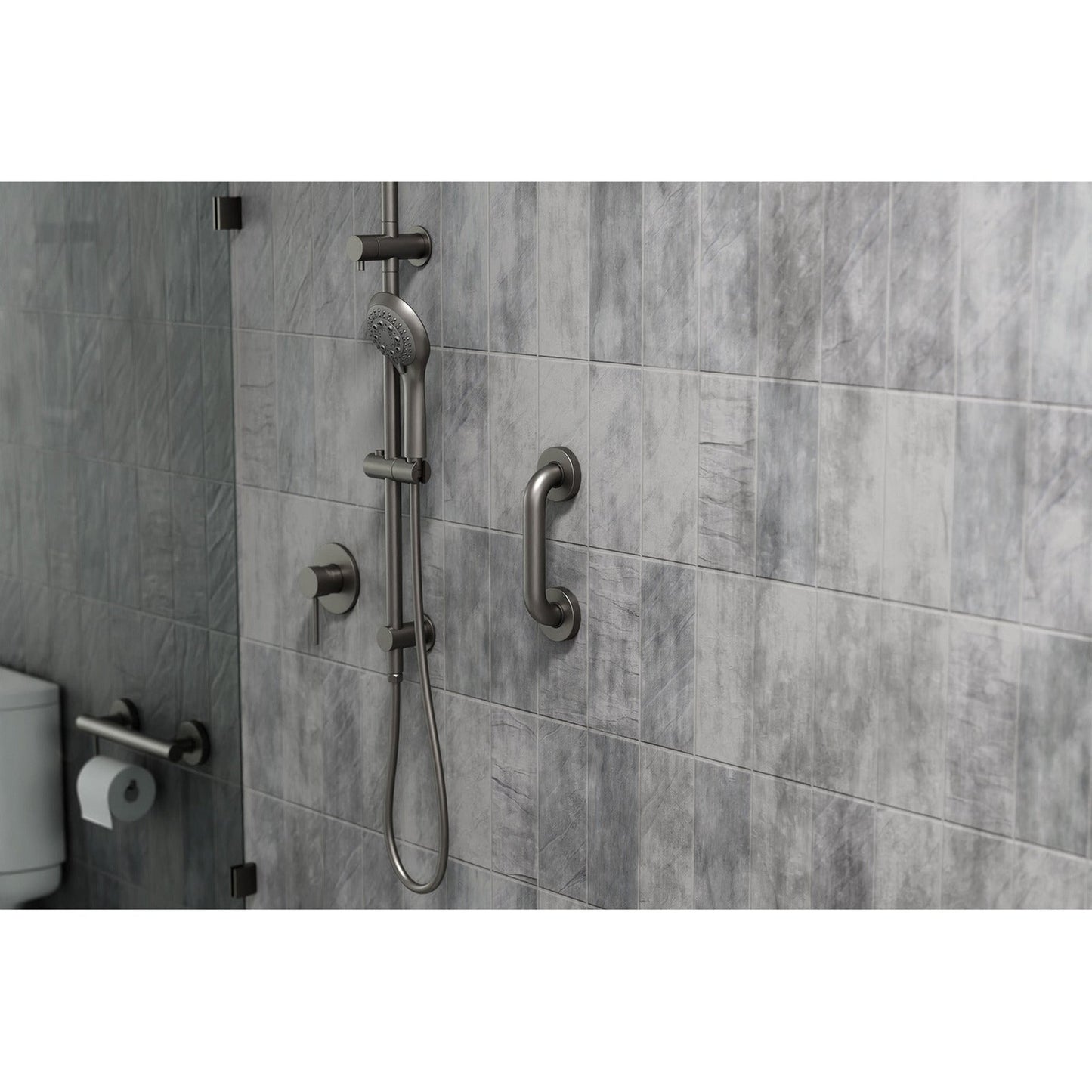 Evekare 8" x 1.25" Stainless Steel Concealed Mount Grab Bar in Gunmetal