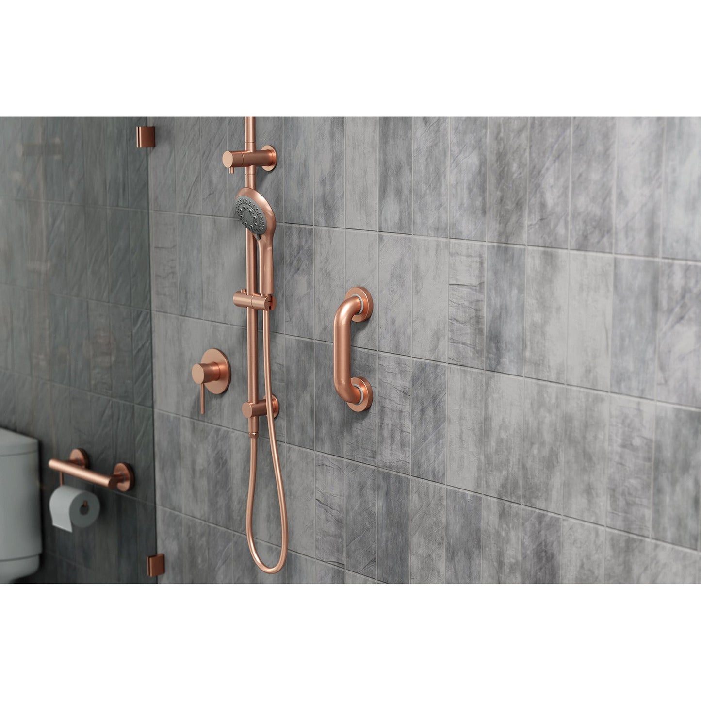 Evekare 8" x 1.5" Stainless Steel Concealed Mount Grab Bar in Brushed Rose Gold