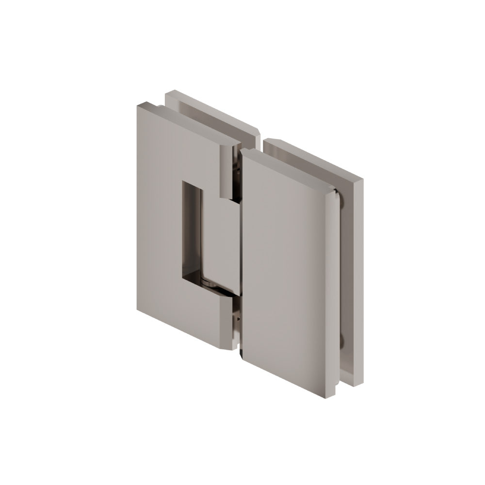 Flusso Faucets 180 Degrees Glass To Glass Heavy Duty Shower Door Hinge in Polished Nickel Finish