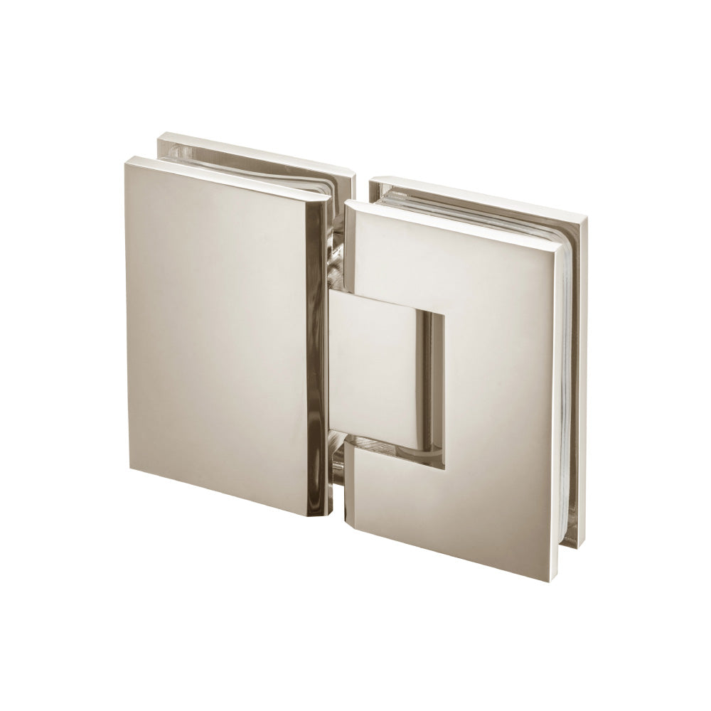 Flusso Faucets 180 Degrees Glass To Glass Shower Door Hinge in Polished Nickel Finish