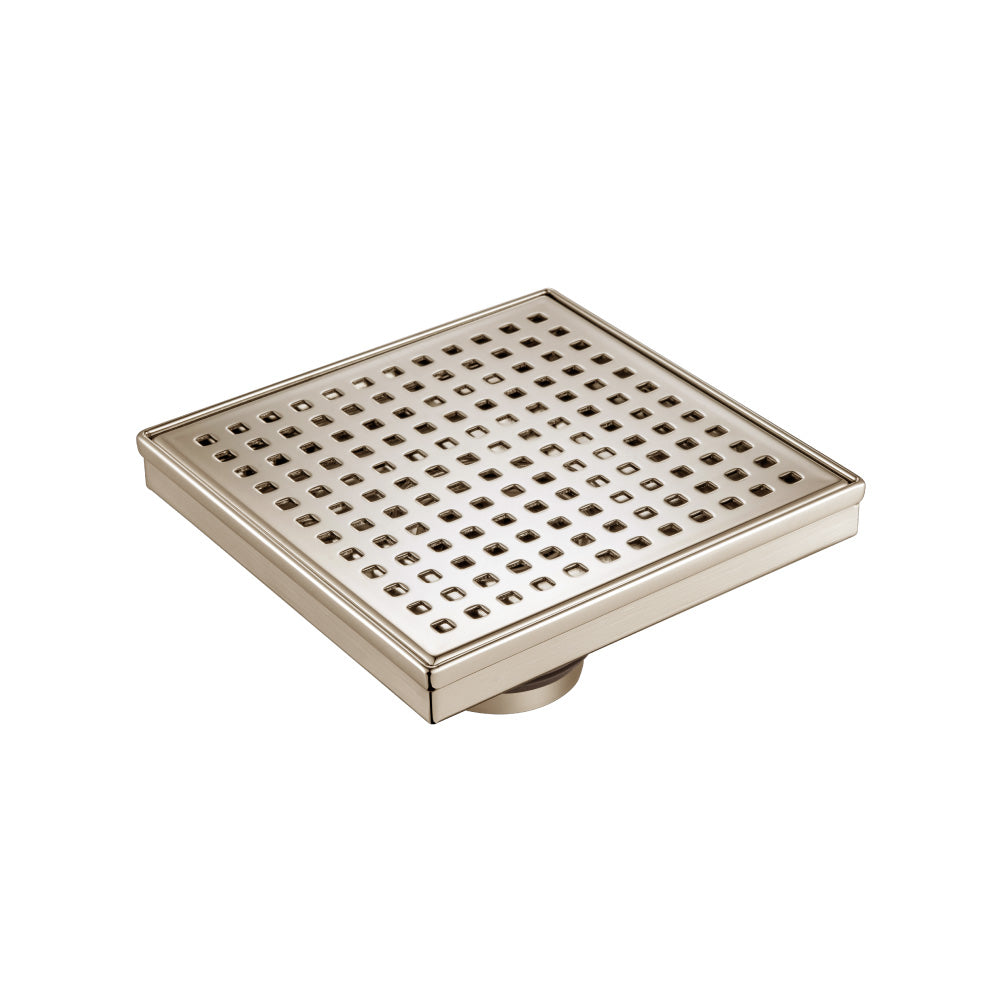 Flusso Faucets 6" Stainless Steel Decorative Floor Drain in Polished Nickel Finish
