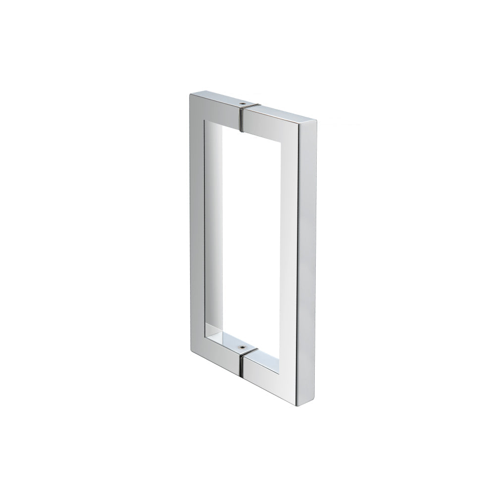 Flusso Faucets 8" Back-To-Back Square Shower Door Pull Handle in Chrome Finish