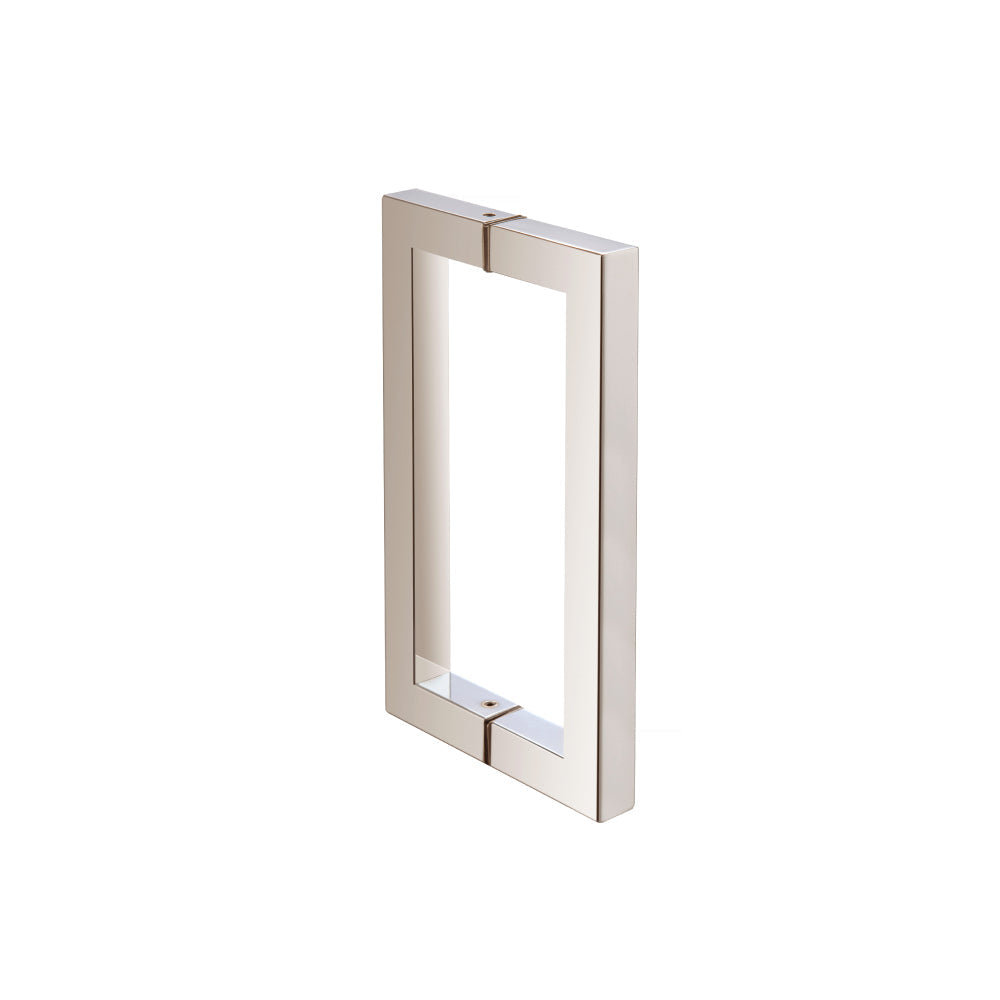 Flusso Faucets 8" Back-To-Back Square Shower Door Pull Handle in Polished Nickel Finish