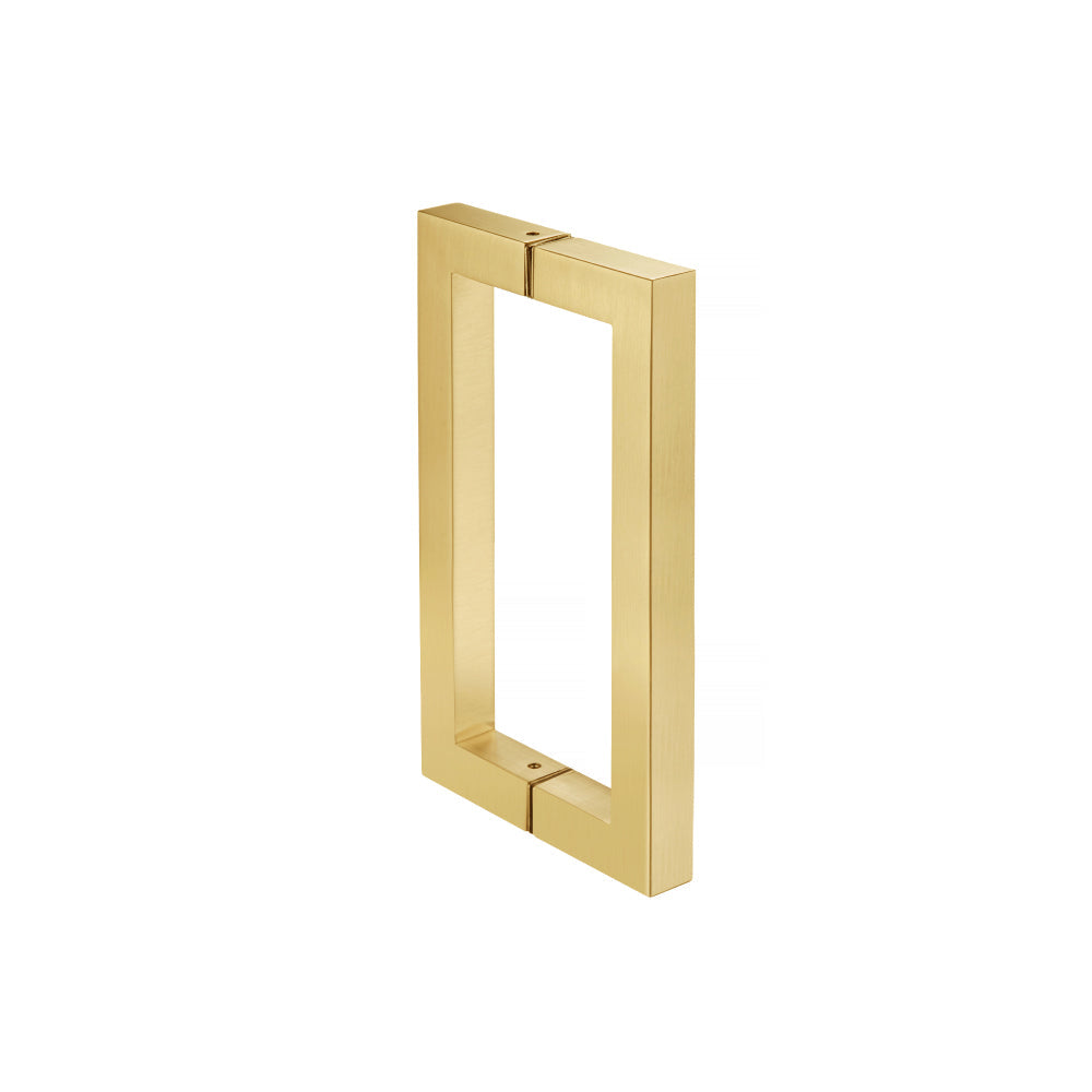Flusso Faucets 8" Back-To-Back Square Shower Door Pull Handle in Satin Brass Finish