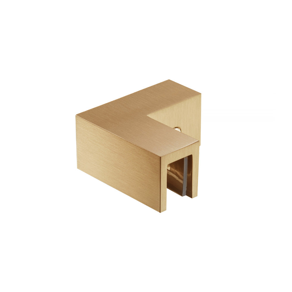 Flusso Faucets 90 Degree Glass to Glass Sleeve Over Clamp in Brushed Bronze Finish