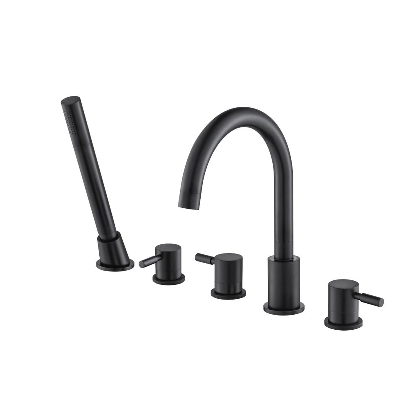 Flusso Faucets Serie 100 Five Hole Deck Mounted Roman Tub Faucet With Hand Shower in Matte Black