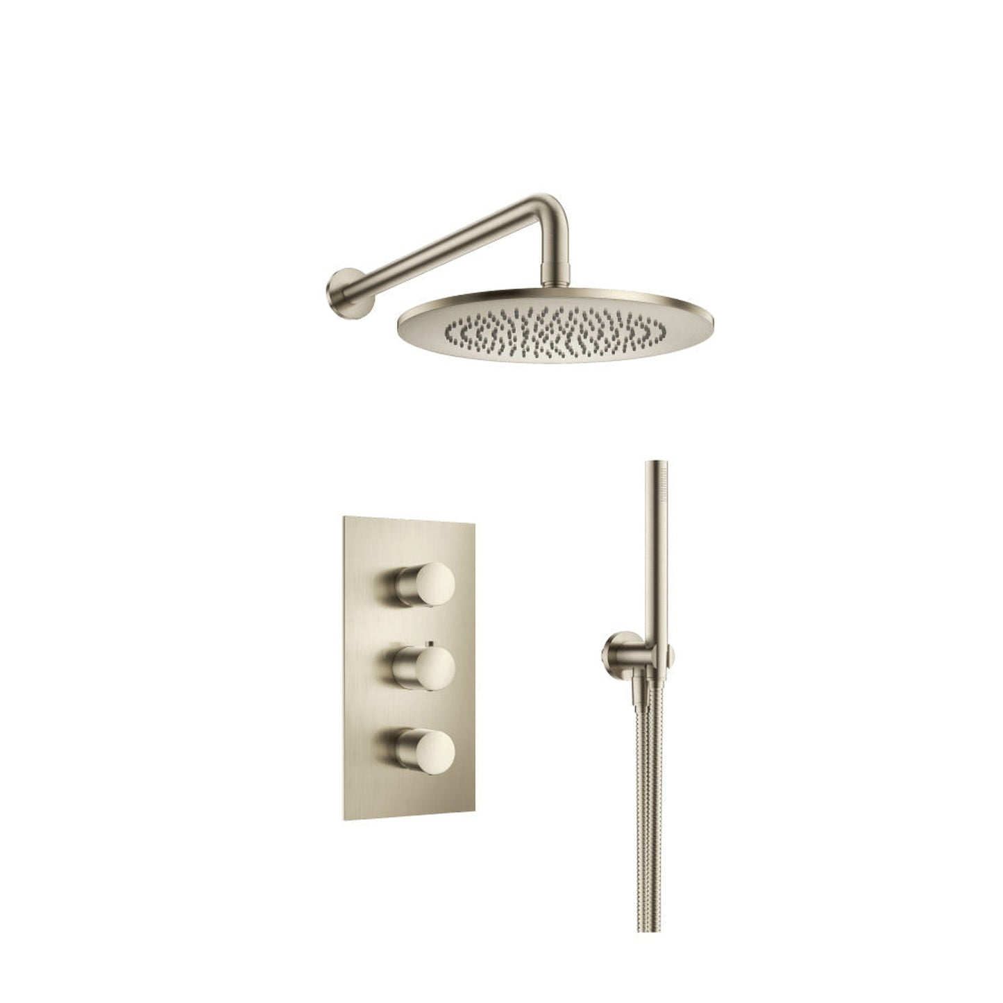 Flusso Faucets Serie 100 Two Output Shower Set With Shower Head and Hand Held in Brushed Nickel (100.7150BN)