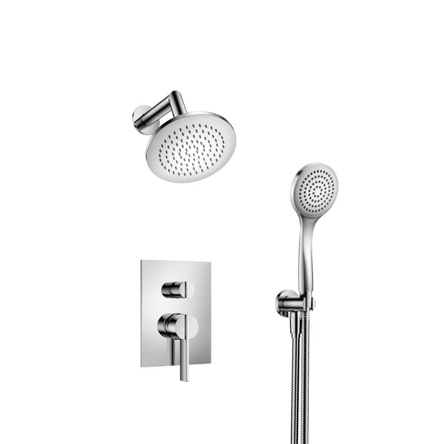 Flusso Faucets Serie 145 Two Output Shower Set With Shower Head and Hand Held in Chrome (145.3250CP)