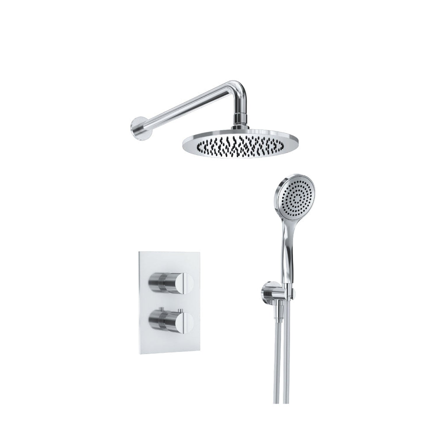 Flusso Faucets Serie 145 Two Output Shower Set With Shower Head and Hand Held in Chrome (145.7050CP)