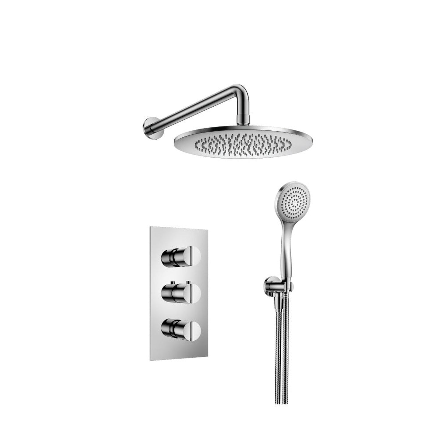 Flusso Faucets Serie 145 Two Output Shower Set With Shower Head and Hand Held in Chrome (145.7150CP)