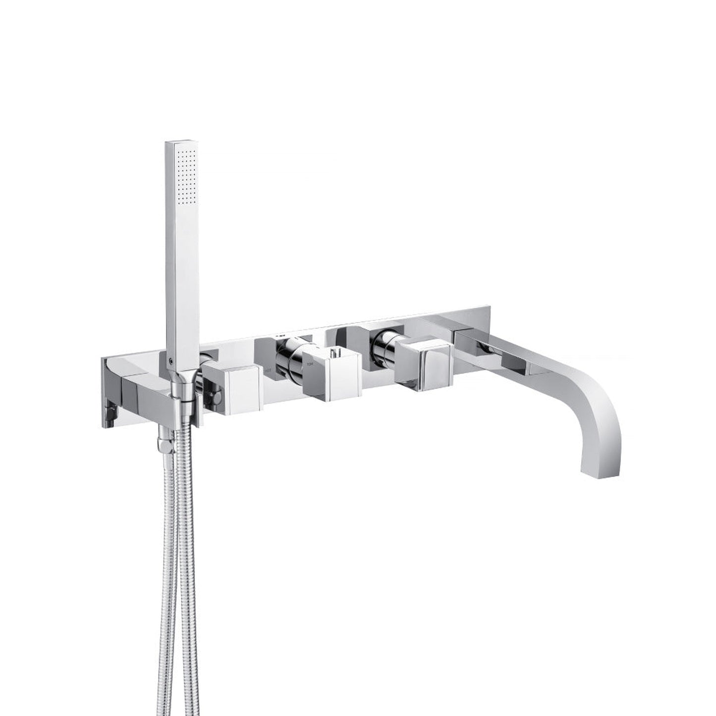 Flusso Faucets Serie 150 Trim for Wall Mount Tub Filler With Hand Shower in Chrome
