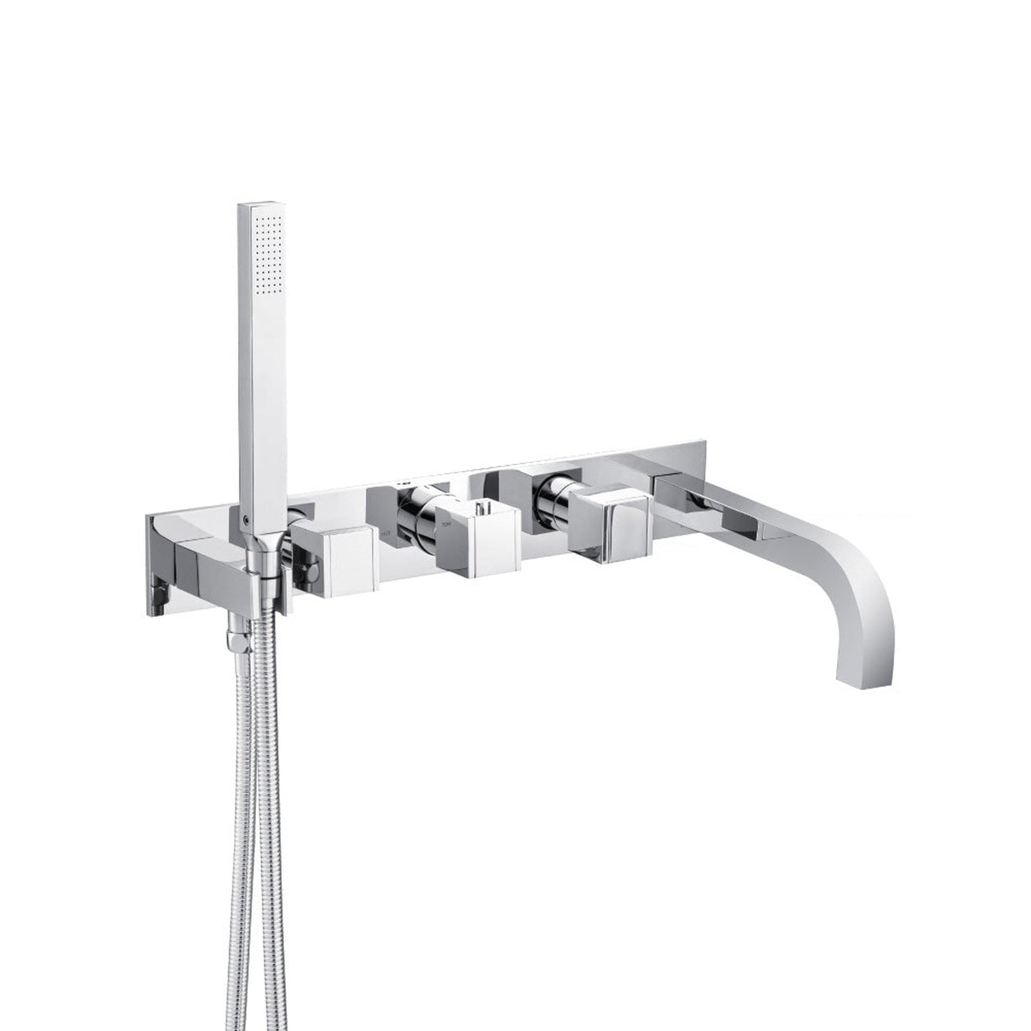Flusso Faucets Serie 150 Wall Mount Tub Filler With Hand Shower in Chrome