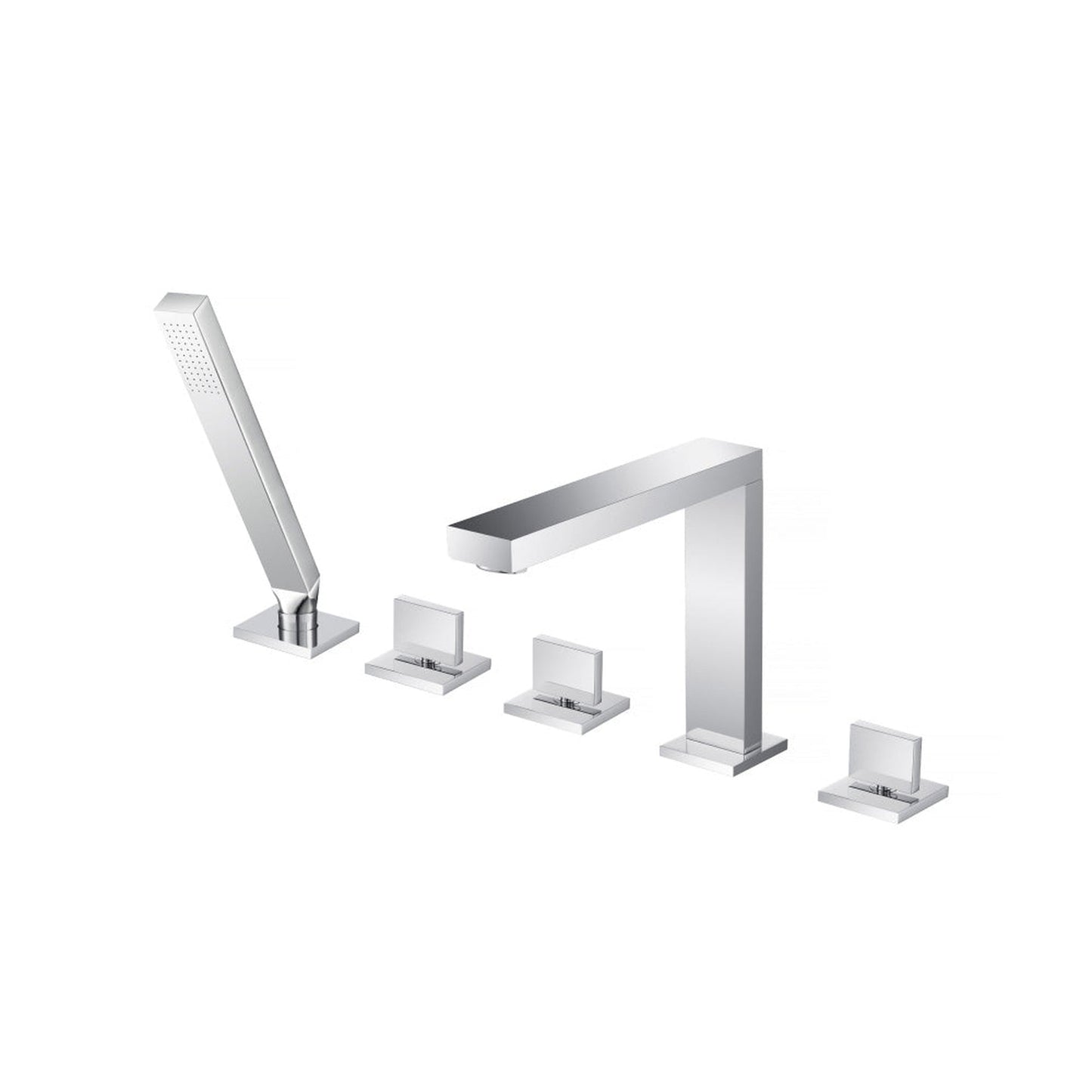 Flusso Faucets Serie 160 Five Hole Deck Mounted Roman Tub Faucet With Hand Shower in Chrome