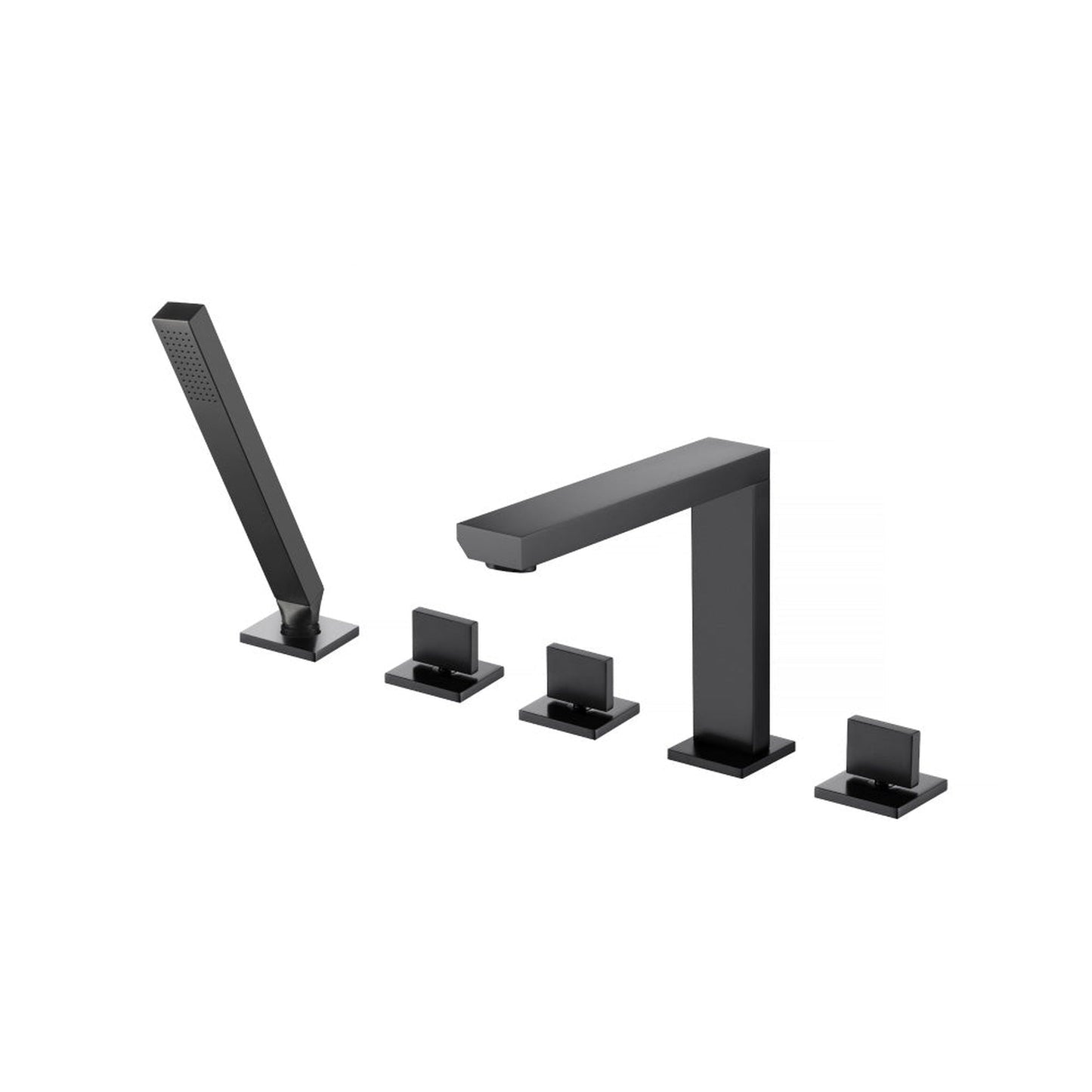 Flusso Faucets Serie 160 Five Hole Deck Mounted Roman Tub Faucet With Hand Shower in Matte Black