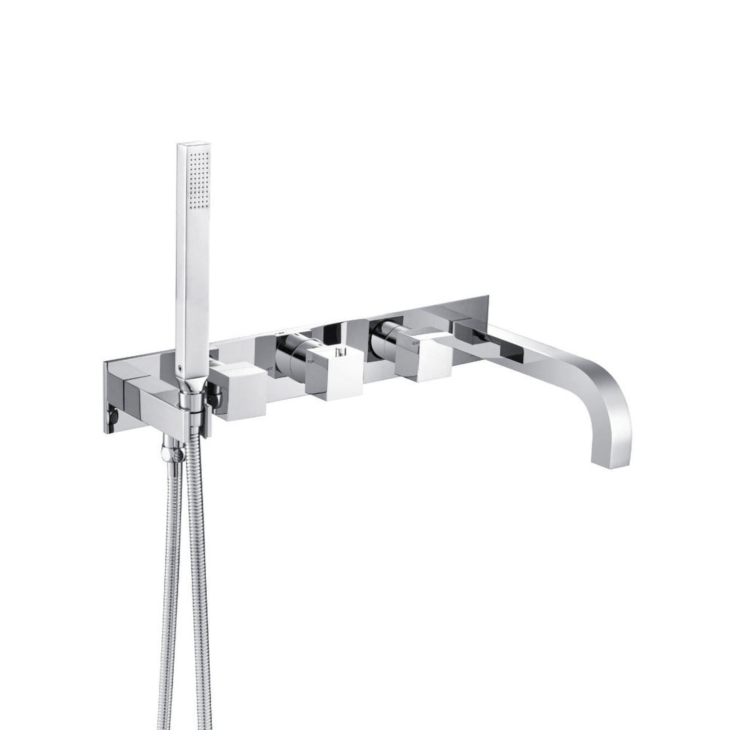 Flusso Faucets Serie 160 Trim for Wall Mount Tub Filler With Hand Shower in Chrome