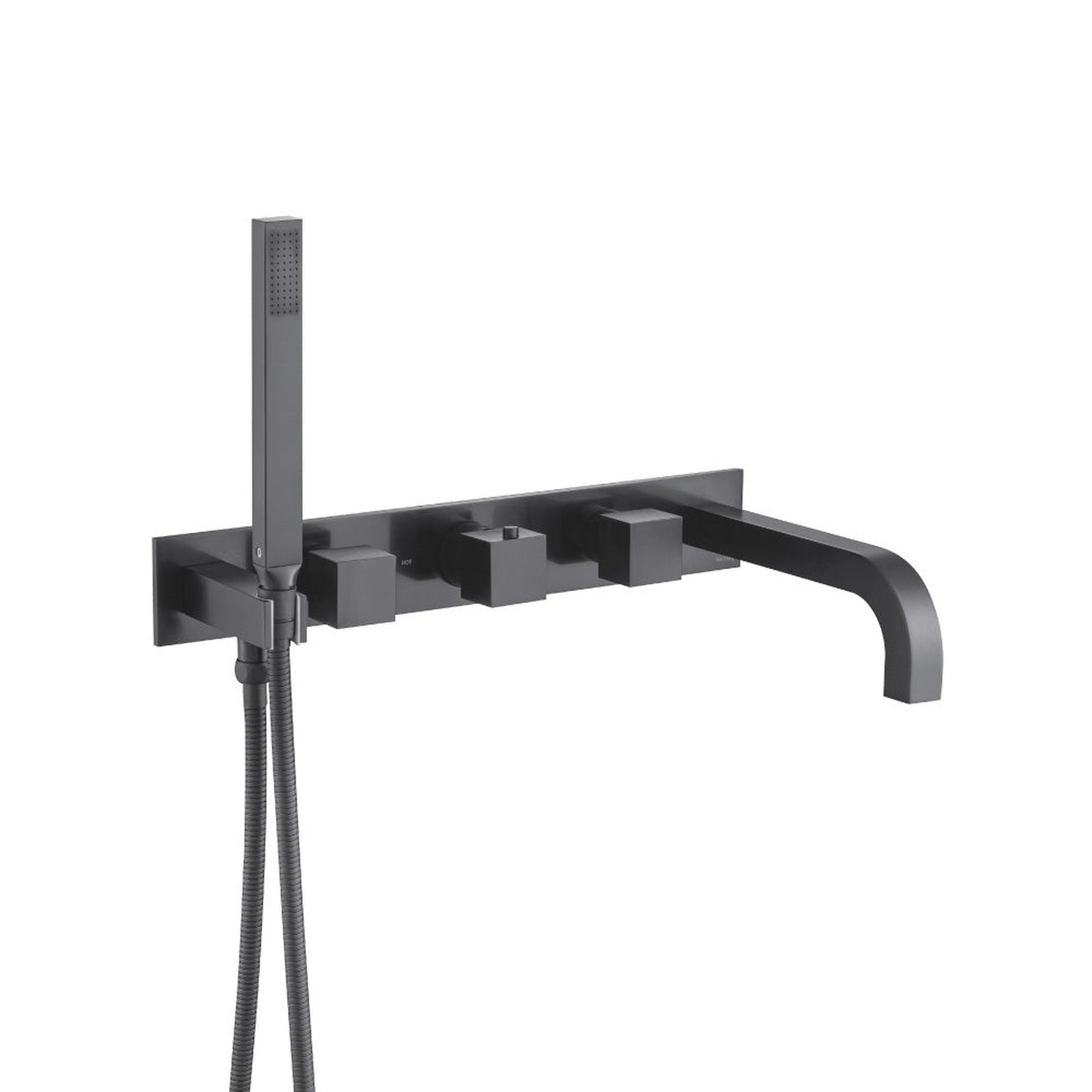 Flusso Faucets Serie 160 Trim for Wall Mount Tub Filler With Hand Shower in Matte Black