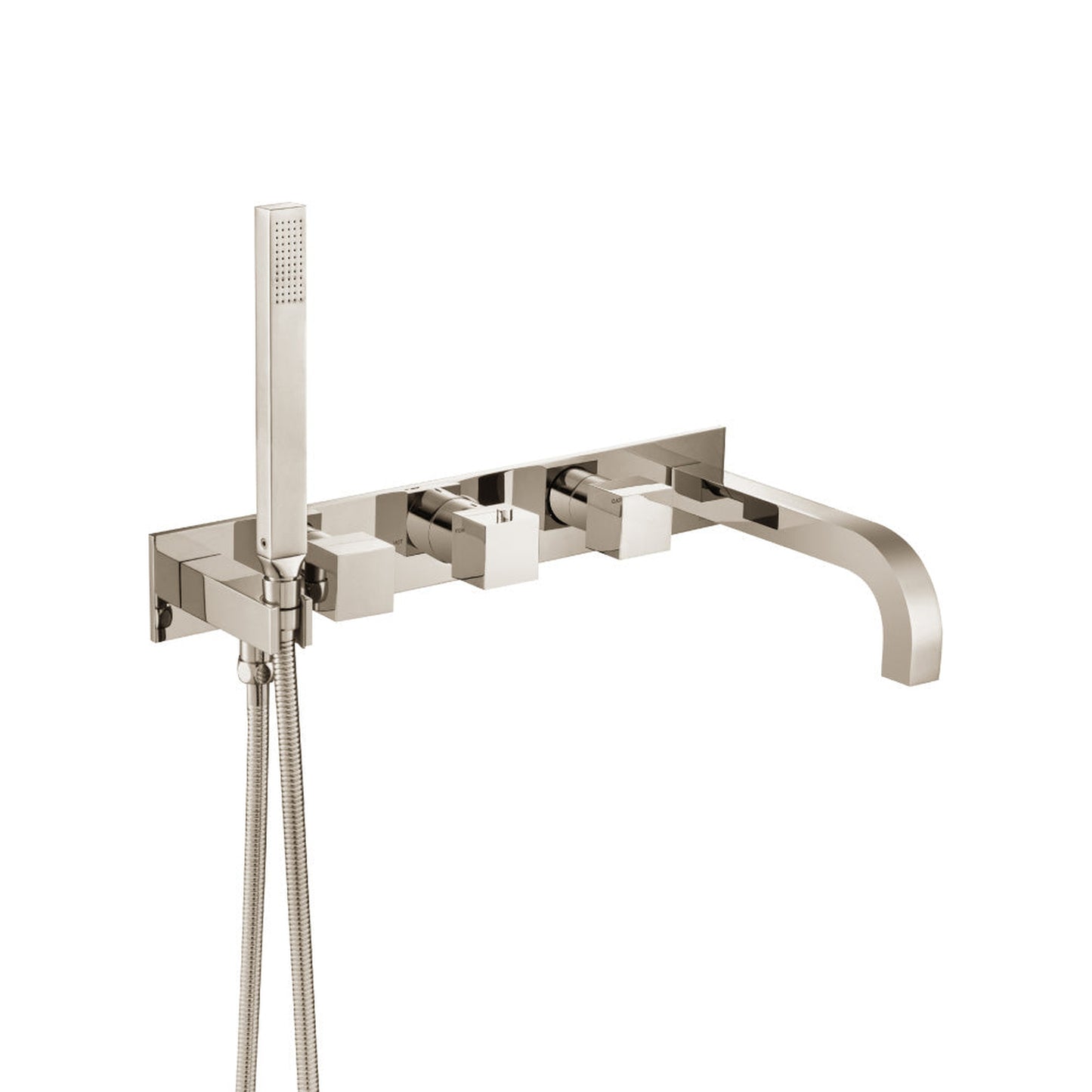 Flusso Faucets Serie 160 Trim for Wall Mount Tub Filler With Hand Shower in Polished Nickel