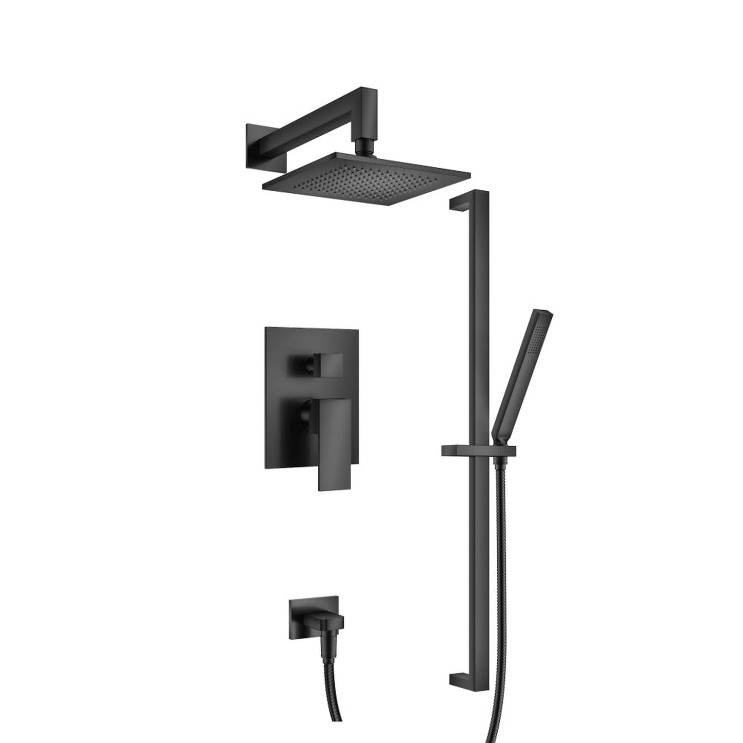 Flusso Faucets Serie 160 Two Output Shower Set With Shower Head, Hand Held and Slide Bar in Matte Black (160.3350MB)