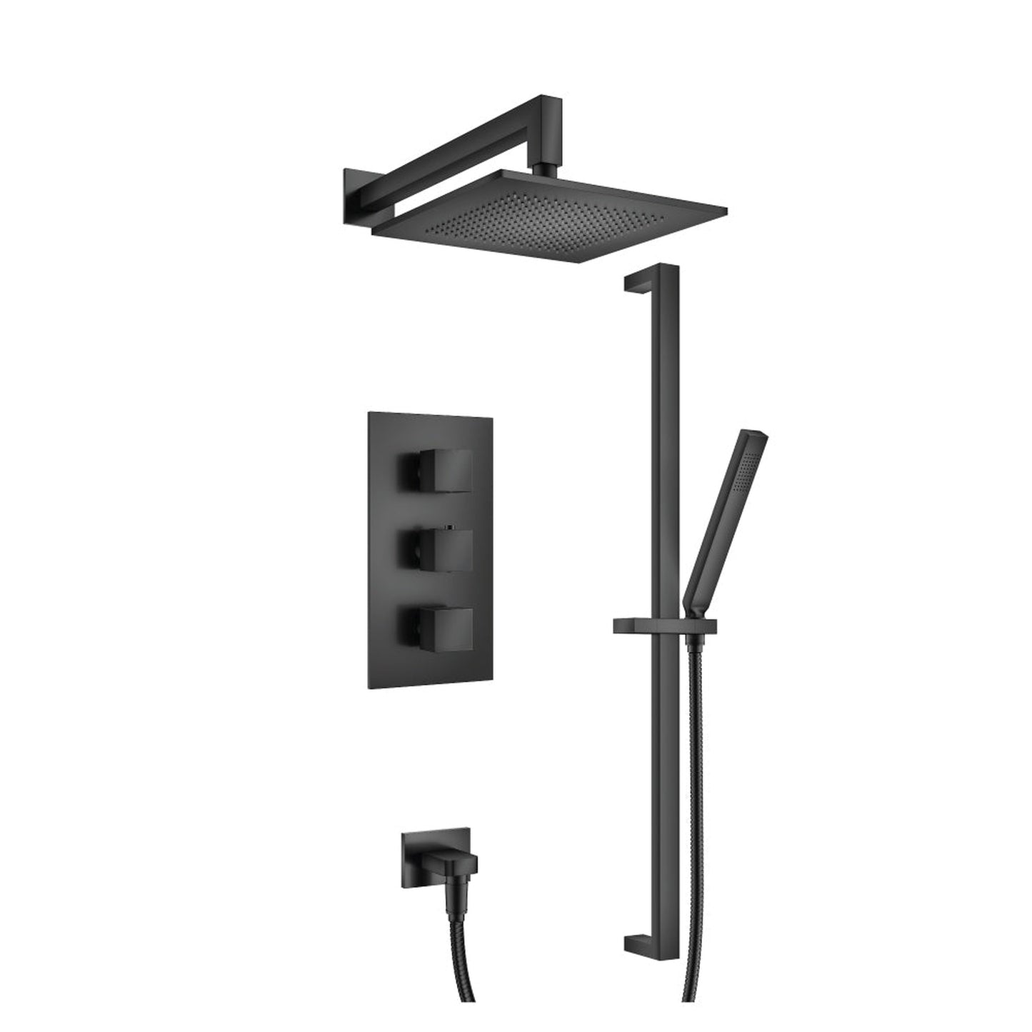 Flusso Faucets Serie 160 Two Output Shower Set With Shower Head, Hand Held and Slide Bar in Matte Black (160.7200MB)