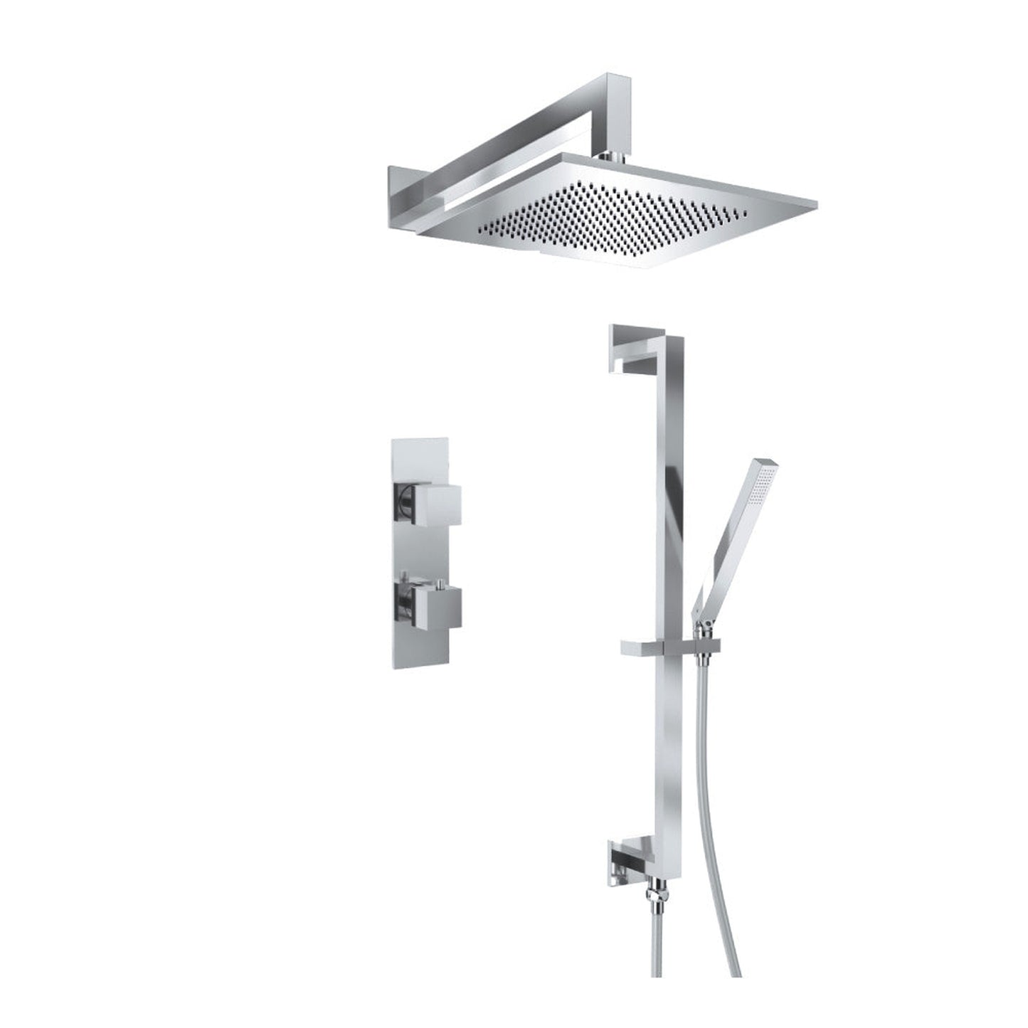 Flusso Faucets Serie 160 Two Output Shower Set With Shower Head, Hand Held and Slide Bar in Polished Nickel (160.7350PN)