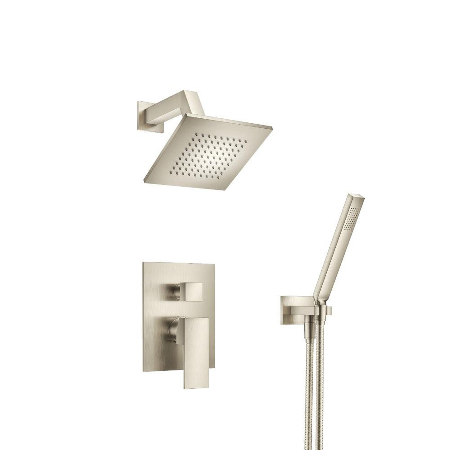 Flusso Faucets Serie 160 Two Output Shower Set With Shower Head and Hand Held in Brushed Nickel (160.3250BN)