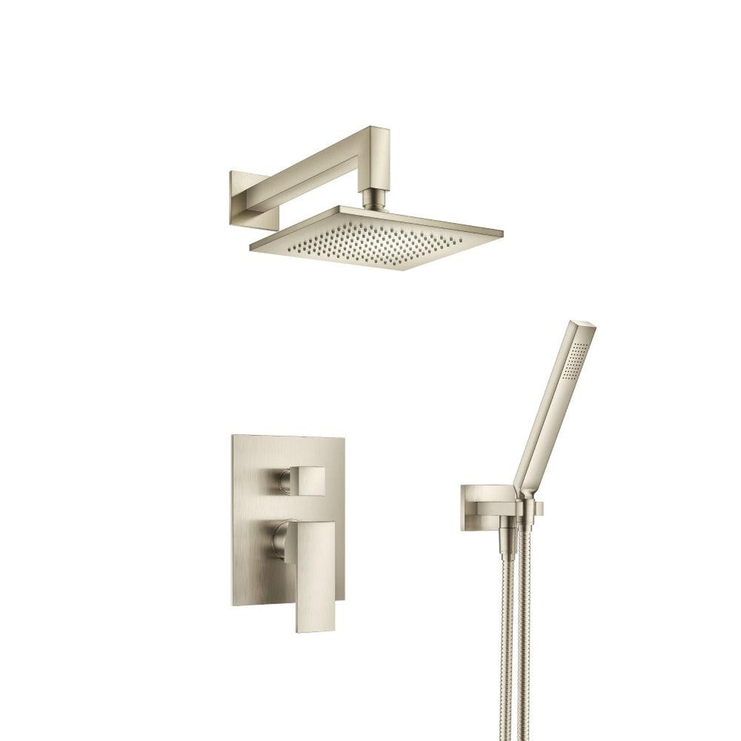 Flusso Faucets Serie 160 Two Output Shower Set With Shower Head and Hand Held in Brushed Nickel (160.3300BN)