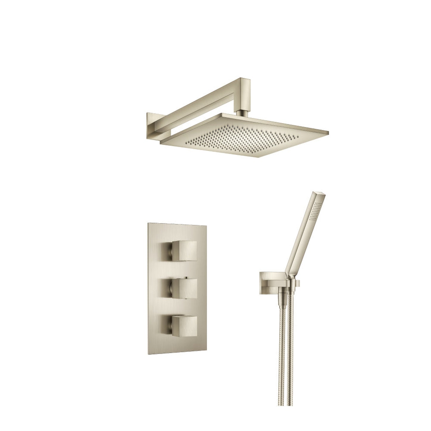 Flusso Faucets Serie 160 Two Output Shower Set With Shower Head and Hand Held in Brushed Nickel (160.7150BN)