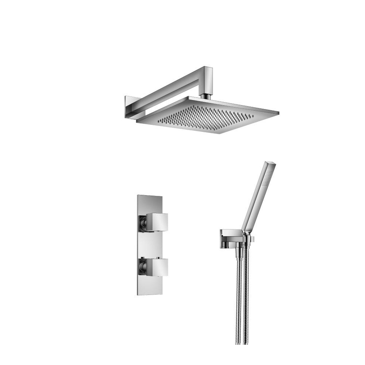 Flusso Faucets Serie 160 Two Output Shower Set With Shower Head and Hand Held in Chrome (160.7250CP)