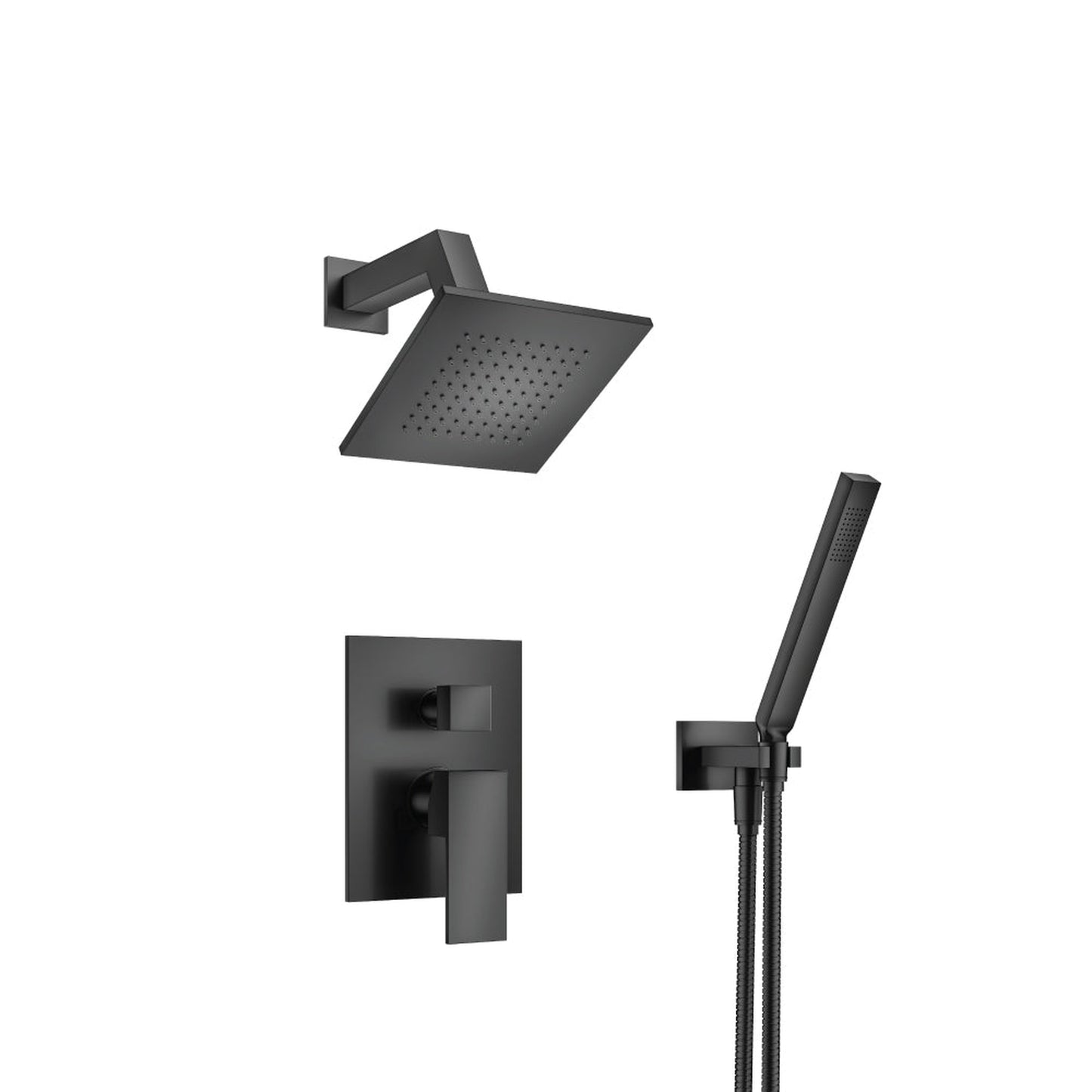 Flusso Faucets Serie 160 Two Output Shower Set With Shower Head and Hand Held in Matte Black (160.3250MB)