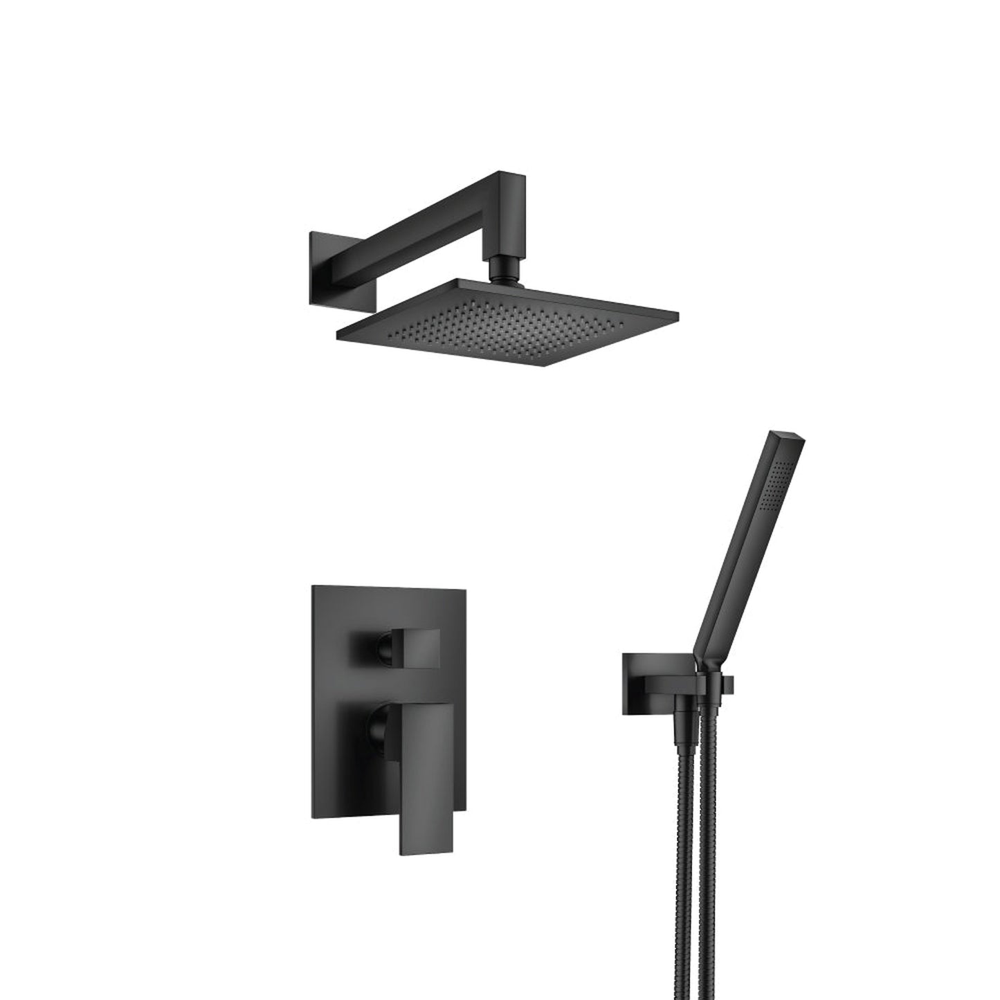 Flusso Faucets Serie 160 Two Output Shower Set With Shower Head and Hand Held in Matte Black (160.3300MB)
