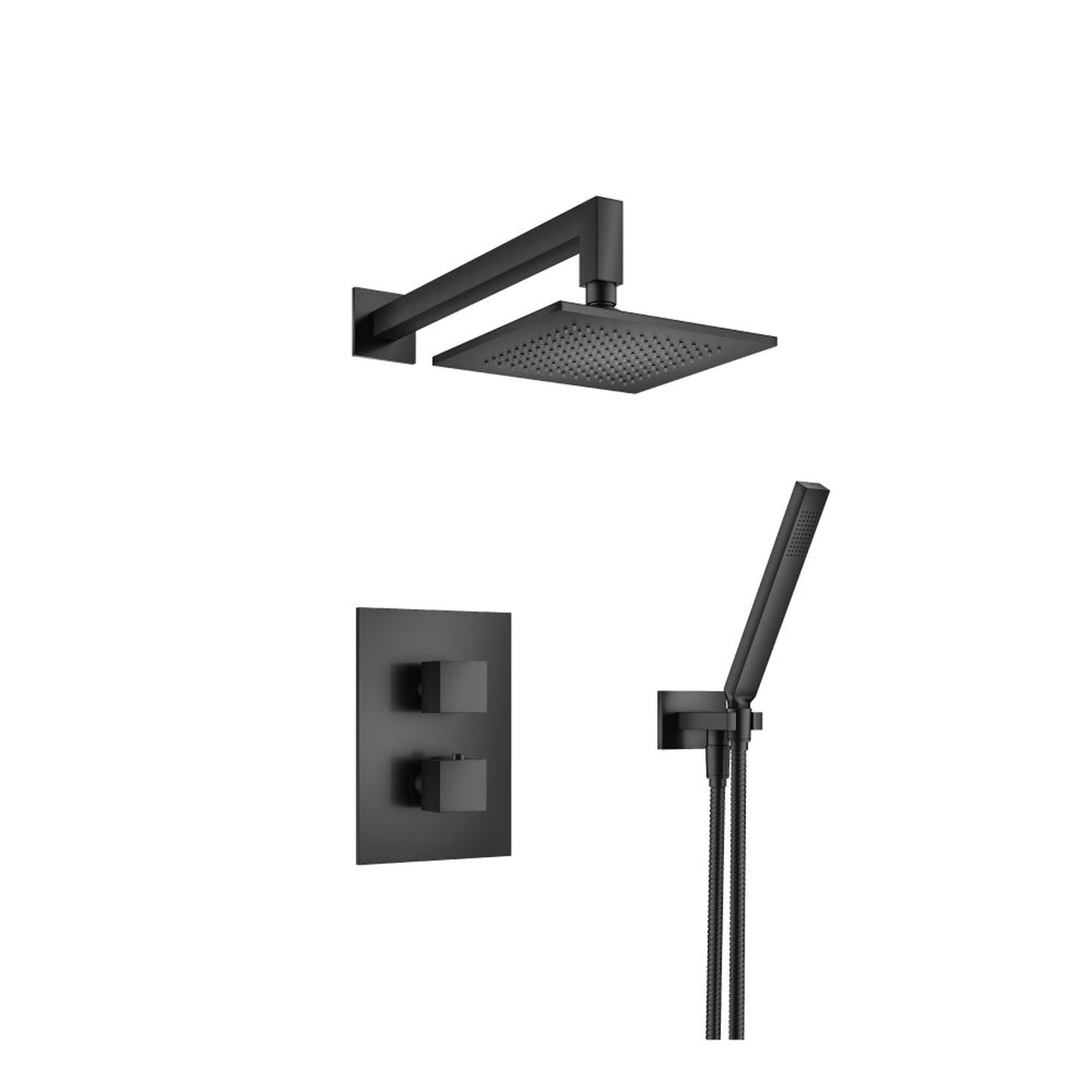 Flusso Faucets Serie 160 Two Output Shower Set With Shower Head and Hand Held in Matte Black (160.7050MB)